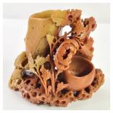 Chinese Carved Soapstone Floral Inkwell