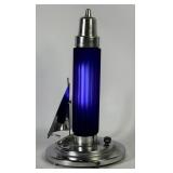 Art Deco Cobalt Glass Skyscraper Sailboat Lamp