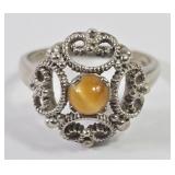 10k Tiger Eye Filigree Dome Ring (6)
