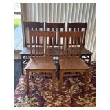 Traditional American Oak Slat Back Chairs (5)