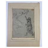 Antique Ink Figural Sketches Signed Carlo Marratti