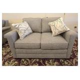 La-Z-Boy Grey Upholstered Love Seat w/ Pillows