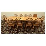 Amish Heritage Oak Dining Table & 10 Chairs