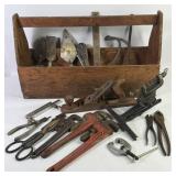 Vintage Wrenches, Plane, Saw Vice + Tools & Box