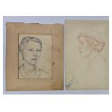 Self Portrait Drawings Signed Janet Crouse Stewart