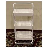 3-Tier Plastic & Metal Rolling Utility Cart