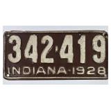 1928 Indiana License Plate