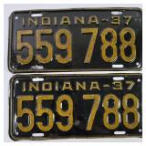 1937 Indiana License Plates