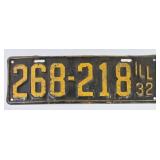 1932 Illinois License Plate