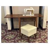 MCM Singer Sewing Machine Cabinet Set LOADED