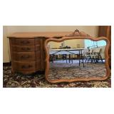 Cherry Veneer 12 Drawer Dresser w/ Wavy Front