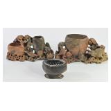 Chinese Carved Soapstone Monkey Vase & Ink Pot