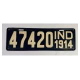 1914 Indiana License Plate - Greenduck Co.