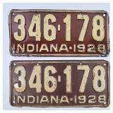 1928 Indiana License Plates