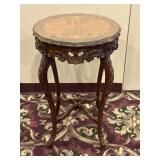 Antique Provincial Marquetry Coffee Table -Glass