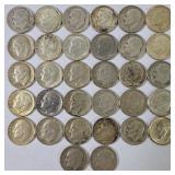 1947-1964 U.S. Roosevelt Silver Dimes (32)