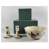 Lenox Winter Greetings Bowl & Candlesticks (3)