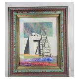 Taos NM Mixed Media Art By Larsen Signed