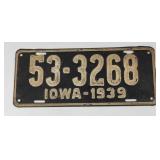 1939 Iowa License Plate