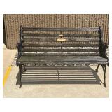 Wood Slat & Wrought Iron Garden Bench