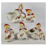 Hull Pottery Red Riding Hood Pitchers+ (5)