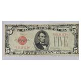 1928 U.S. $5 Dollar Red Seal Note