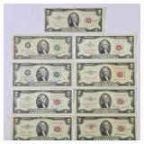 1953-1976 U.S. $2 Legal Tender Notes (9)