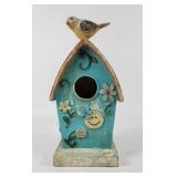 Floral Smiley Face Blue Hanging Birdhouse