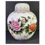 Hand Painted Peony Porcelain Ginger Jar