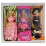 Strawberry, Valentine, Halloween Barbies (3) NIB