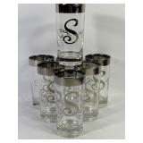 Silver Monogram ï¿½Sï¿½ Queens Lusterware Glasses (7)