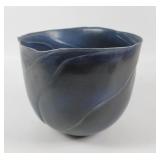 Blue Scalloped Ceramic Pottery Bowl