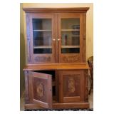 Antique Walnut Wood Buffet Cabinet
