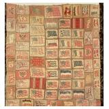 WWI Era Tobacco Premiums Flag Patchwork Quilt Top