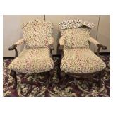 Queen Anne Style Walnut Upholstered Chairs