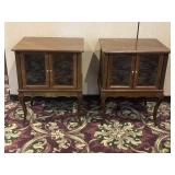 Oak Finish Glass Front End Tables