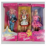 Disney, Holiday, Valentine Barbies (3) NIB