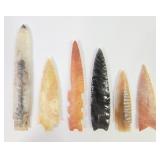 Native American Coral, Agate, Obsidian Arrowheads