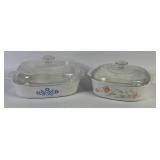 Corning Blue Cornflower, Peach Floral Casserole