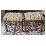 Ethan Allen Striped Upholstered Ottomans