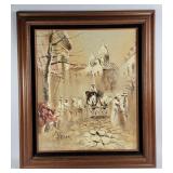 Parisian Oil & Sand Painting By B. Chezar Signed