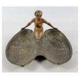 Art Nouveau Nude Woman Bronze Tray