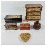 Wood, Ceramic+ Musical+ Storage Trinket Boxes (6)