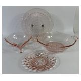 Pink Depression Glass Bowls & Plates (4)