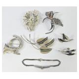 Sterling & Trifari Brooches & Bracelet