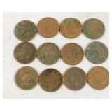 U.S. Indian Head Wheat Pennies 1891-1908 (12)