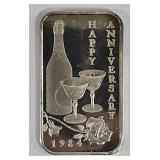 1984 Happy Anniversary .999 1 oz. Fine Silver Bar