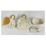 Belleek Ireland Pitcher, Tray, Trinket Box (3)