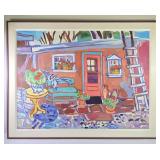 'Courtyard w/ Red Ladder' Signed Inger Jirby