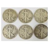 1943 Walking Liberty Silver Half Dollars (6)
